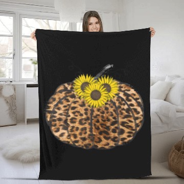 Discover Pumpkin Leopard Print Fall Season Funny Thanksgivi Fleece Blankets