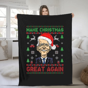 Discover Make Christmas Great Again Funny Joe Biden Santa H Fleece Blankets