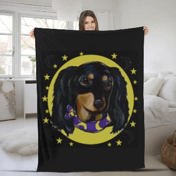 Discover Long Haired Black Dachshund Fleece Blankets