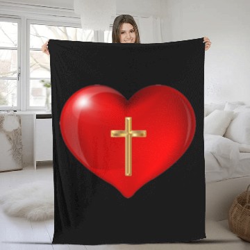 Discover Cross and Heart Fleece Blankets