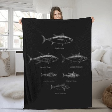 Discover Offshore Fishing - Tuna Logo Fleece Blankets
