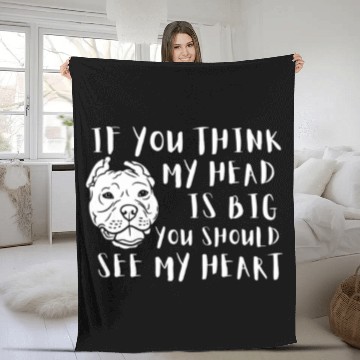 Discover Funny Pitbull Big Head Biggest Heart Fleece Blankets