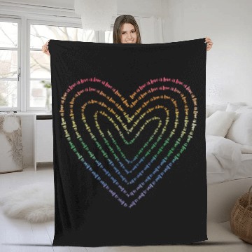 Discover Love is Love is Love Pride Rainbow Heart Fleece Blankets