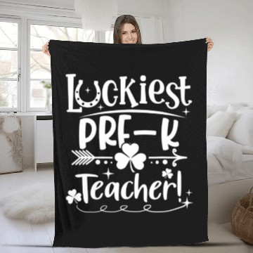 Discover Luckiest Pre-K Teacher St Patricks Day Shamrock Lu Fleece Blankets