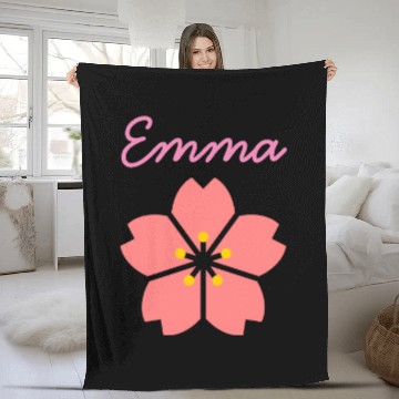 Discover Cute Coral Pink Cherry Blossom Flower Fleece Blankets
