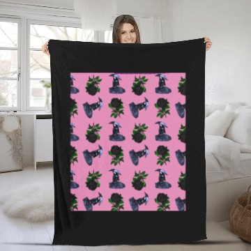 Discover gothic girl rose light pink pattern Fleece Blankets