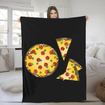 Discover sequin pizza Fleece Blankets