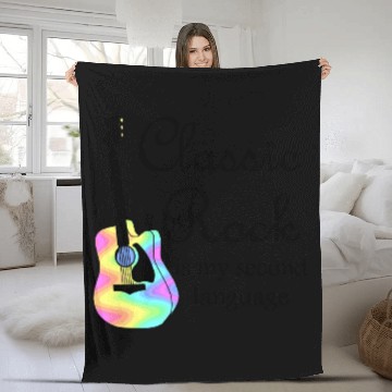 Discover Classic Rock is my second language Fleece Blankets