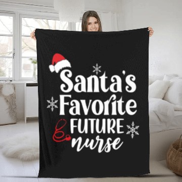 Discover Santa's Favorite Future Nurse Santa Hat Christmas Fleece Blankets