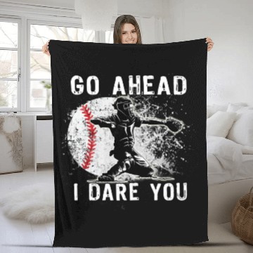 Discover Baseball Catcher Don't Try and Steal a Base Pullov Fleece Blankets