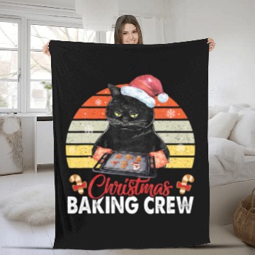 Discover Black Cat Christmas Cookie Baking Crew Xmas Pet Gi Fleece Blankets