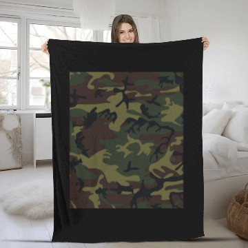 Discover army green camo Fleece Blankets