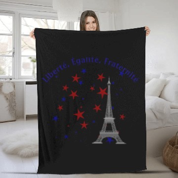 Discover Liberté, Égalité, Fraternité Eiffel Tower Bastille Fleece Blankets