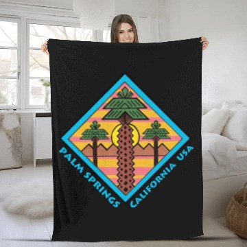 Discover PALM SPRINGS CALIFORNIA USA original artwork Fleece Blankets