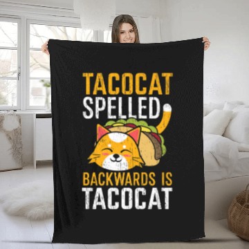 Discover Taco Cat Spelled Backwards Is Taco Cat Gift Mexica Fleece Blankets