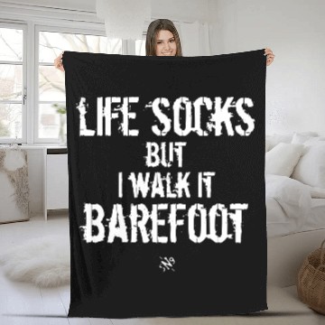 Discover Life socks, but I walk it barefoot Fleece Blankets