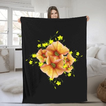 Discover Stylish Apricot Orange and Yellow Posies Fleece Blankets