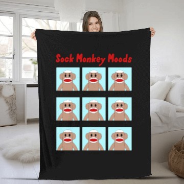 Discover Sock Monkey Moods colored Fleece Blankets