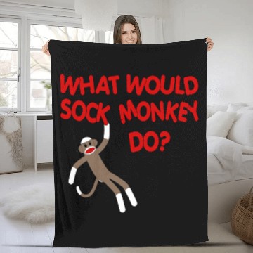 Discover What Would Sock Monkey Do? Fleece Blankets