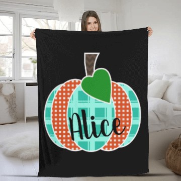 Discover Orange Gingham and Teal Plaid Pumpkin Girls Fleece Blankets