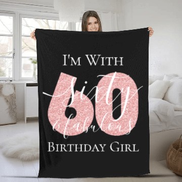 Discover Personalized Rose Gold Sixty Fab Birthday Glitter Fleece Blankets