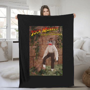 Discover Sock Monkey and the Golden Banana white Sweat Fleece Blankets
