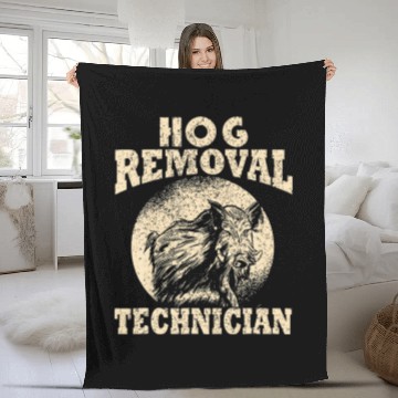 Discover Hog Removal Technician Boar Hunting Vintage Pig Fo Fleece Blankets