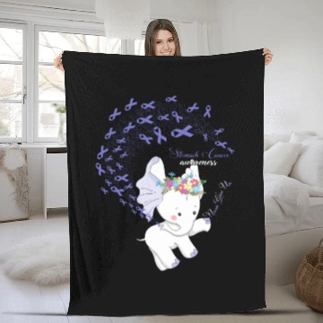 Discover Elephant Periwinkle Ribbon Stomach Cancer Awarenes Fleece Blankets