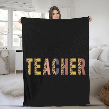 Discover 4Th Grade Teacher, Leopard School Teachers For Wom Fleece Blankets