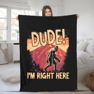 Discover Bigfoot Sasquatch Dude I'm Right Here - Camping Hi Fleece Blankets