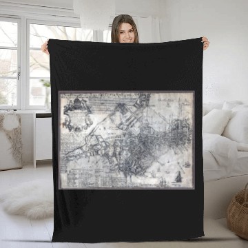 Discover Historical Map of Boston Massachusetts 1769 Fleece Blankets