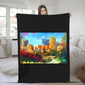 Discover Downtown Raleigh North Carolina Skyline Polo Fleece Blankets