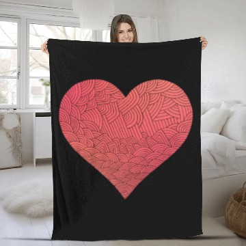 Discover Big Red Patterned Heart Fleece Blankets