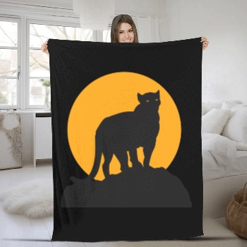 Discover Black panther silhouette Fleece Blankets