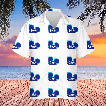 Discover Disney Channel  Mickey Mouse Blue Retro 2000s Logo Hawaiian Shirts