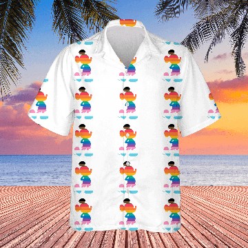 Discover Disney Mickey Mouse Pride Inclusive Pose Rainbow Icon Fill Zip Hawaiian Shirts