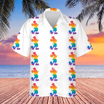Discover Disney Mickey Mouse Pride Classic Pose Rainbow Icon Fill Zip Hawaiian Shirts