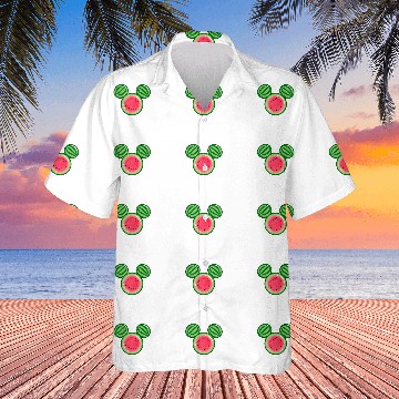 Discover Disney Mickey Friends Mickey Watermelon Ears Baseball Tees Hawaiian Shirts
