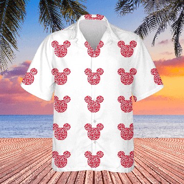 Discover Disney Mickey Mouse Icon Filled With Red Hearts Hawaiian Shirts