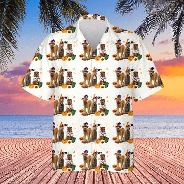 Discover Three Shar Pei Dogs Witch Halloween Mummy Scary Pumpkins Hawaiians