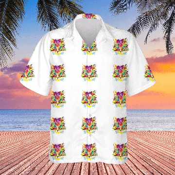 Discover Cat Face MultiColored Art Baseball Tees Hawaiians