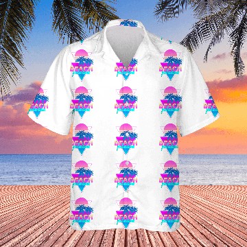 Discover Beach Please Vaporwave Retro Palm Tree Sunset Synthwave Baseball Tees Hawaiian Shirts
