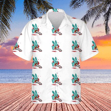 Discover Rabbits Cute Bad Evil Bunny Scary Saw Rabbit Egg Happy Easter Sunday Baseball Tees Hawaiian Shirts