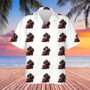 Discover Funny Drummer Gorilla Playing Drum Rock n Roll Hawaiian Shirts