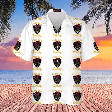 Discover Chicken Pet Daddy Retro Rooster Wearing Gold Chain Baseball Tees Hawaiian Shirts