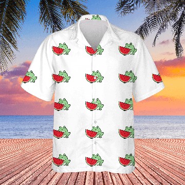 Discover Frog Pet Watermelon Summer Watermelon Frog Baseball Tees Hawaiians