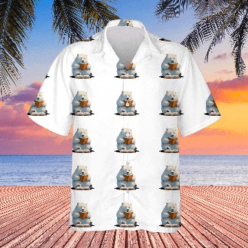 Discover Book Fun Cute Polar Bear is reading a Book Reading Polar Bear Baseball Tees Hawaiian Shirts