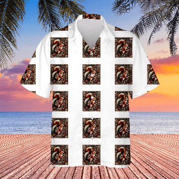 Discover Squirrel Pet Artwork Elegant Tapestry Motif Style Hawaiian Shirts