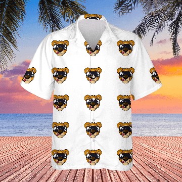 Discover Bear Pet Cool Teddy Bear with Tongue Out Hawaiian Shirts