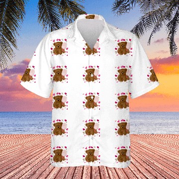 Discover Bear Pet Cotton Candy Teddy Bear Pink Hawaiian Shirts